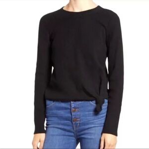 Madewell Elwood Knot Front Long Sleeve Top Black Size 2X Ribbed Crewneck Casual